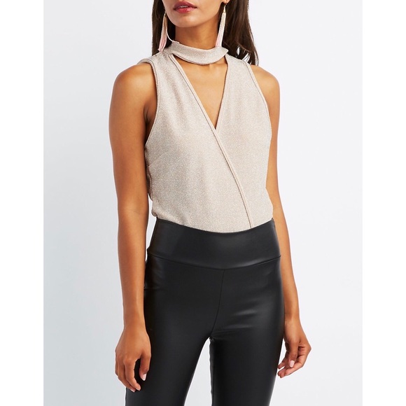 Tops - ❗️LAST❗️Mauve shimmer choker bodysuit